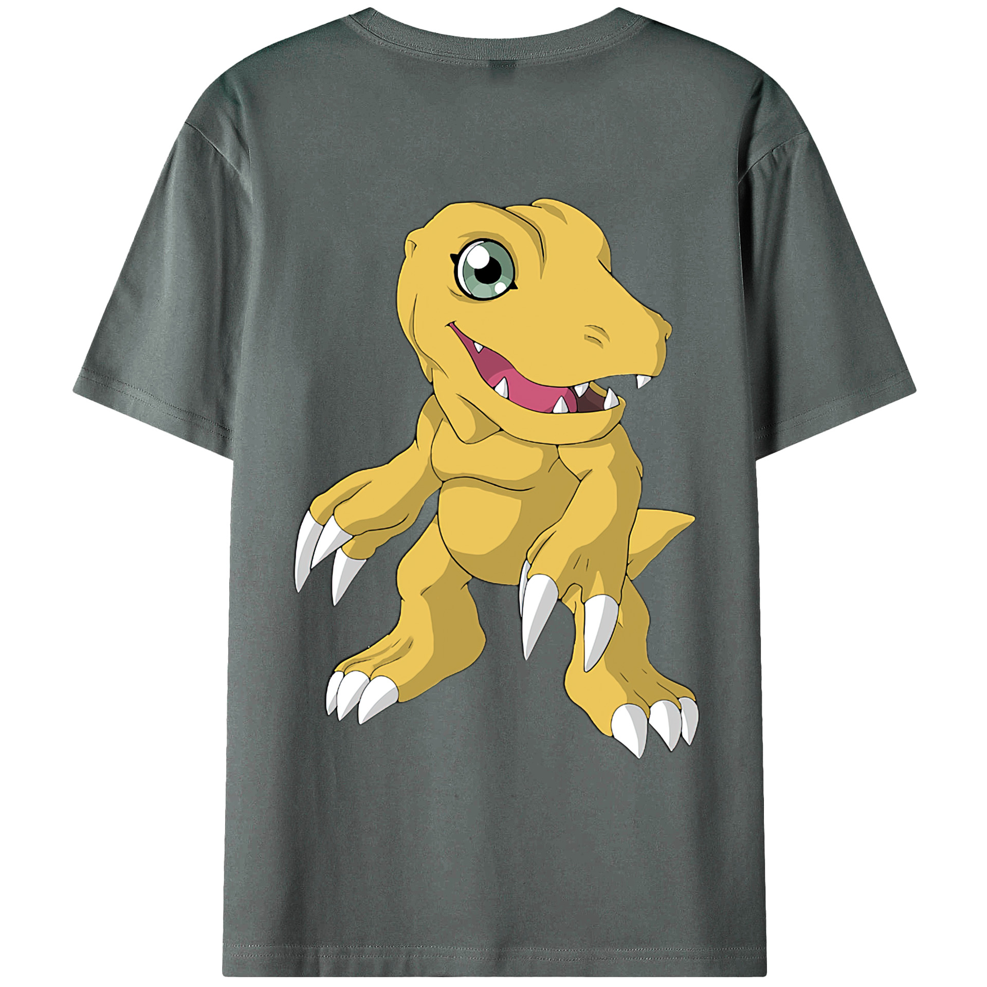 （画像用） Digimon デジタルモンスター/デジモン 綿100％ メンズ半袖Tシャツ（バックプリント） 通気性